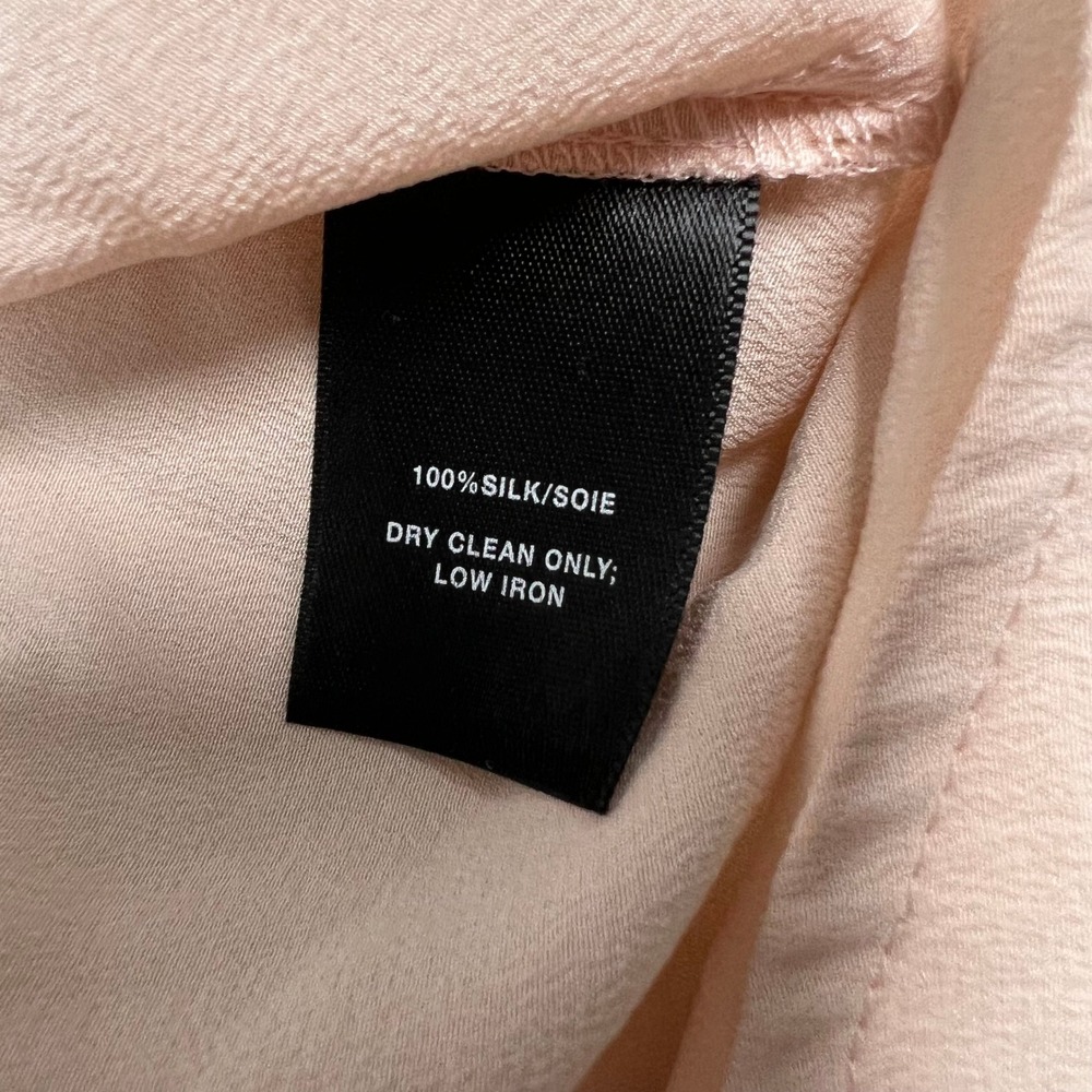 Lafayette 148 Silk Button Front Shirt Women Small Pink Long Sleeve Pocket Luxury - Picture 11 of 12